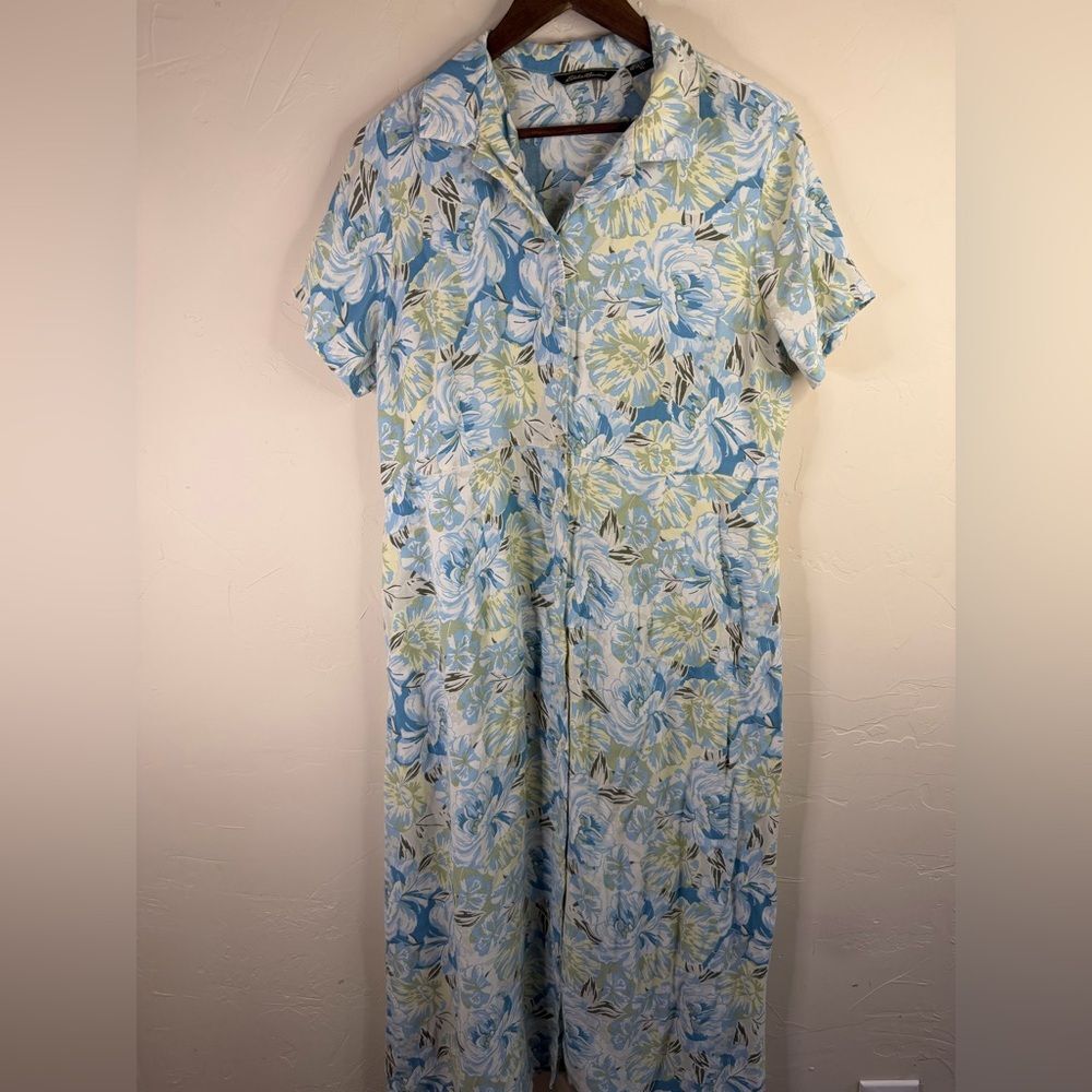 Eddie Bauer Blue and Green Floral Top